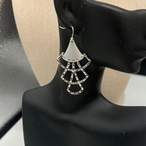 Silver Fan Drop Earrings - Women Jewelry